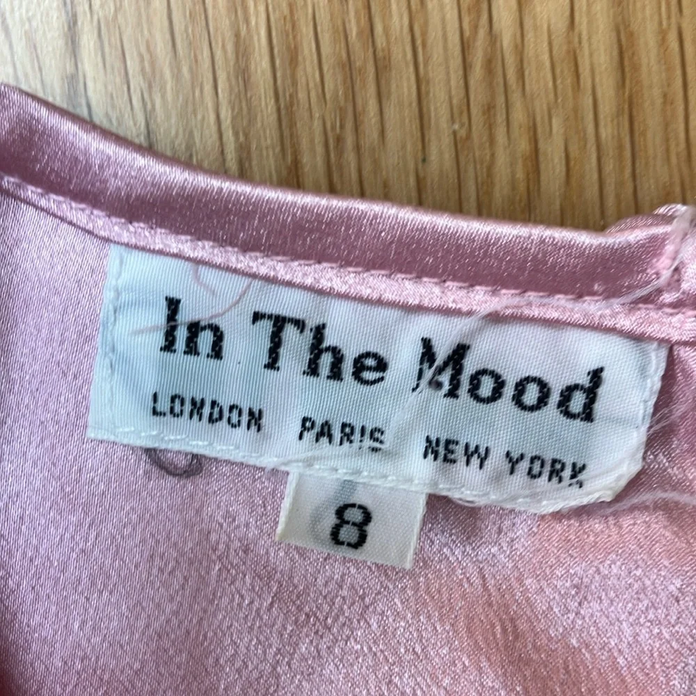 Vintage light pink  Pleated Dress long poof sleeves, elastic waist sz 8 - Picture 2 of 8